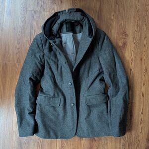 Gray Hooded Blazer Jacket